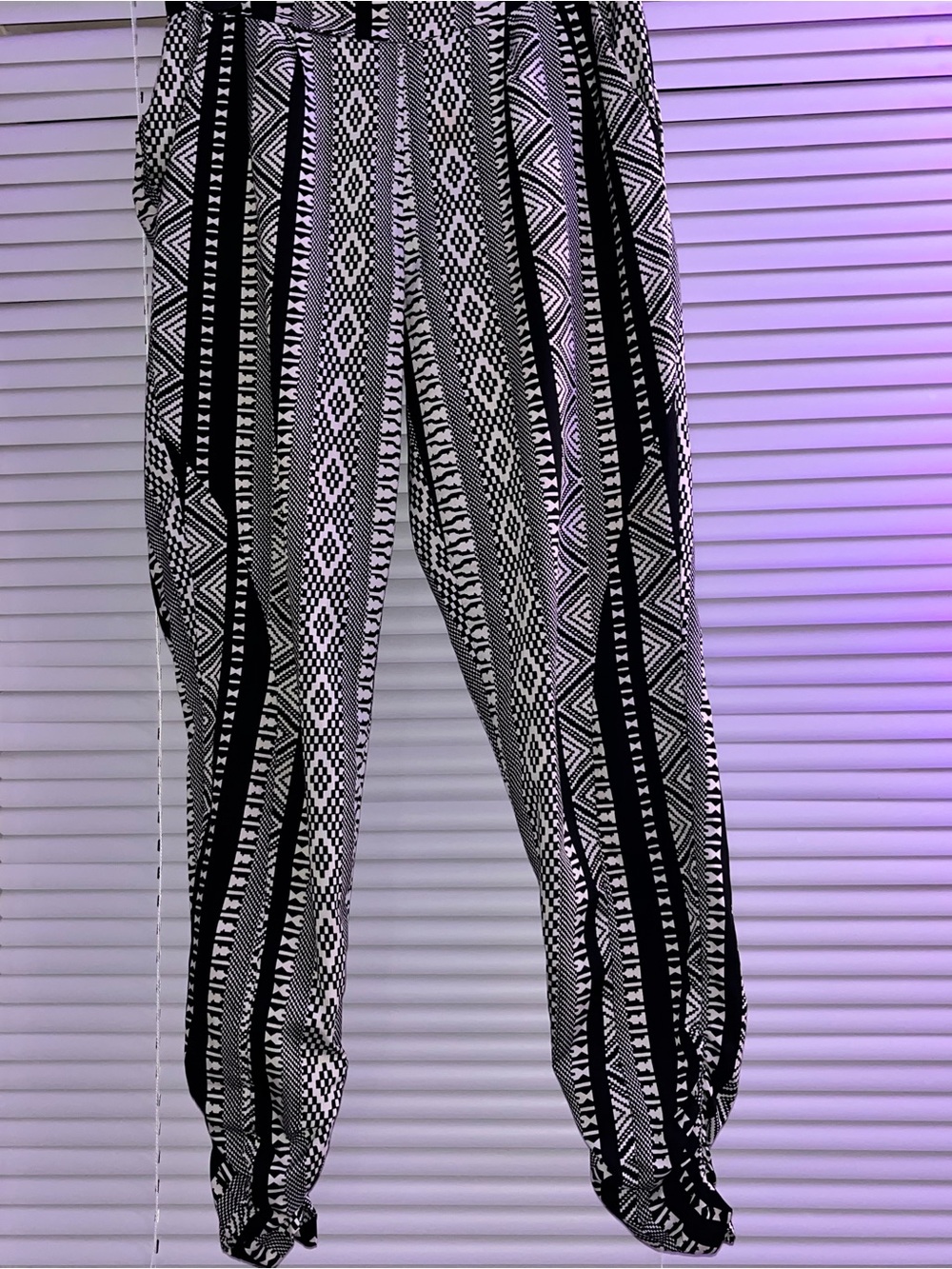 Dizzylizzy Black & White Geometric Print Women's Harem Pants